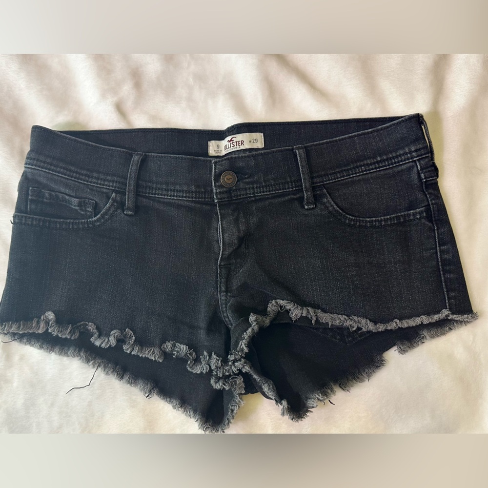 Hollister Black Frayed Hem Women's Denim Shorts